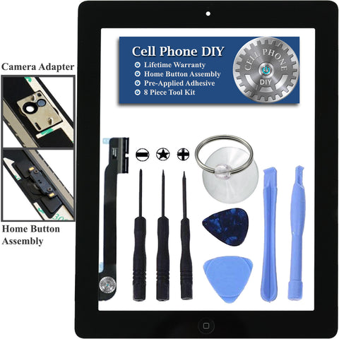 Black iPad 4 Replacement Digitizer Screen Kit -   Cell Phone DIY