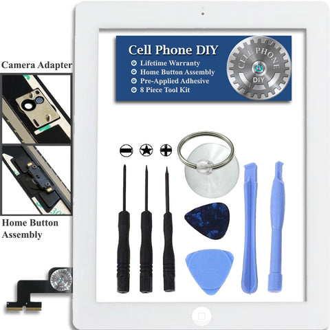 White iPad 2 Replacement Digitizer Screen Kit -   Cell Phone DIY