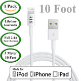 [Extra Long] 3 Meter / 10 Foot - Apple Certified Lightning USB Charger Cable -  USB Cables Cell Phone DIY