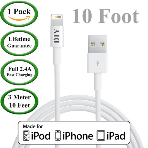 Apple MFi Certified iPhone Charger 10 ft 3 Pack, Lightning to USB