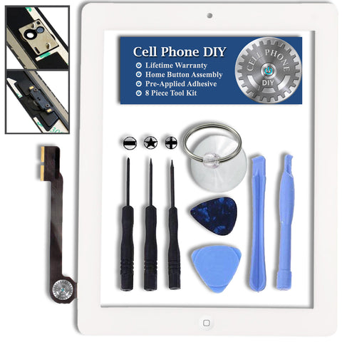White iPad 3 Replacement Digitizer Screen Kit -   Cell Phone DIY